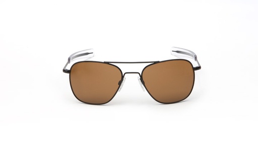 [RX1-14-01845] Randolph Aviator Sunglasses - 55MM Matte Black Bayonet Temple Tan Lens