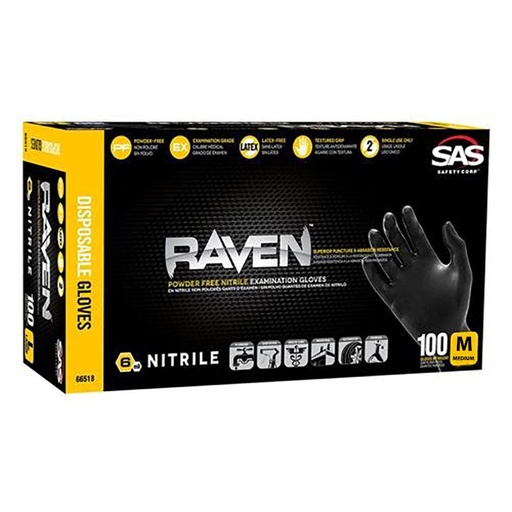 [RX1-01-01403] Sas 66518 Raven Gloves Large 100/Box
