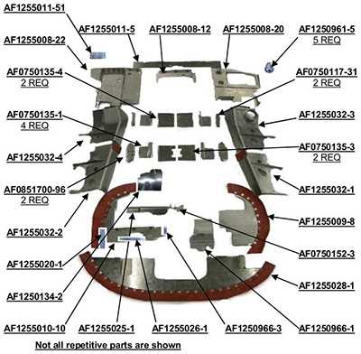 [RX1-05-13171] Cessna Powder Coat Engine Baffle Kit C210-7680Pcbk
