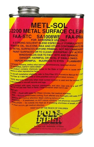 [RX1-09-40710] Poly-Fiber C-2200 Metl Sol Metal Cleaner Quart