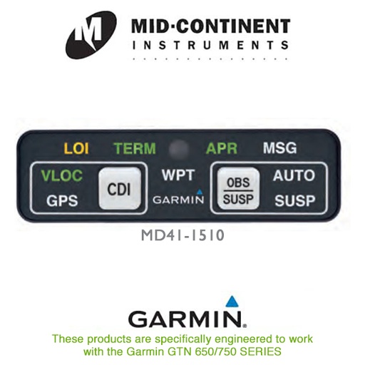 [RX1-10-04768] Mid-Continent Instruments and Avionics Annunciation Control Unit Horizontal 28V MD41-1510