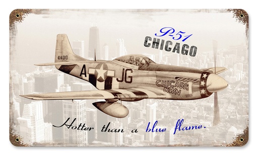 [RX1-13-08477] P-51 Chicago Metal Sign 14X8