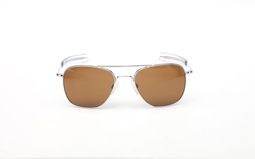 [RX1-13-12468] Randolph Aviator Sunglasses - 5MM Bright Chrome Bayonet Temple Tan Polarized Ar Lens