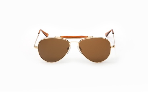 [RX1-13-12478] Randolph Sportsman Sunglasses - 57MM Gold 23K Skull Temple Tan Polarized Ar Lens