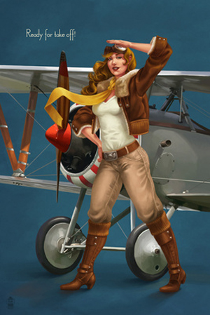 [RX1-13-17740] Pinup Girl Aviator Postcard