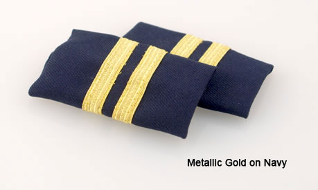 [RX1-14-00417] Premium Epaulets 2 Metallic Silver Stripes On Navy