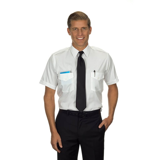 [RX1-14-00446] Commander Pilot Shirt White Men Short Sleeve 16.5 Tall