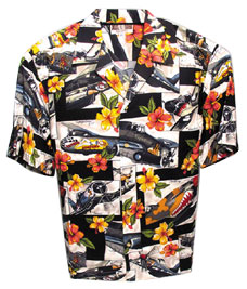 [RX1-14-02313] Black Hibiscus Hawaiian Shirt S