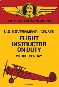 [RX1-14-03230] FLIGHT INSTRUCTOR ON DUTY TIN SIGN