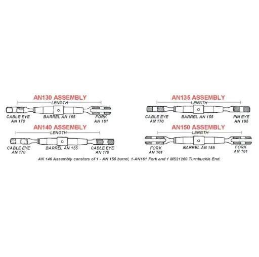 [RX1-AN130-16S] Turnbuckle Assembly AN130-16S