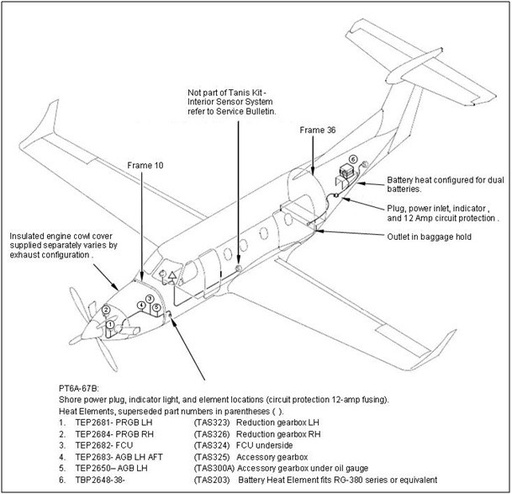 [RX1-05-14779] Tanis Engine Preheat Kit - Pilatus Pc-12/47E Ng PT6A-67P (Mfs: 1001- Up) - 115 Volt..Battery Heat Kit TsbpC12-3115-115 Required..Pilatus P/N: 9682013910 TA3084-1-Pl