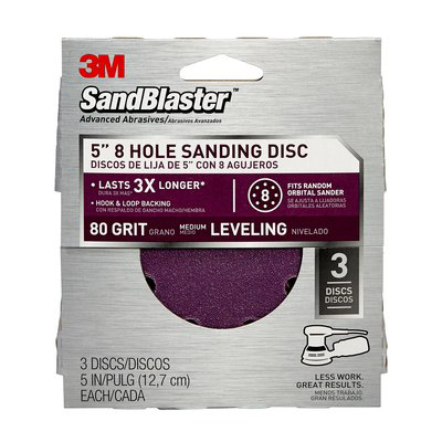 [RX1-09-05427] 3M Sanding Disc 5 X 8 Hole 80 Grit 3 Pack