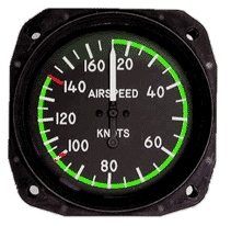 [RX1-10-00190-1] United Airspeed Indicator 40-200M/40-170K Lt