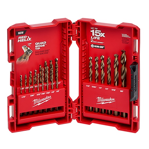 [RX1-12-05697] Milwaukee 23 Pc Red Helix Cobalt Drill Bit Set