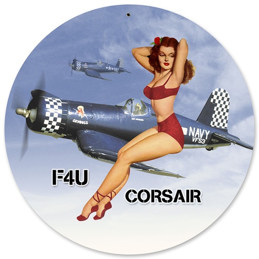 [RX1-13-08544] Corsair Pinup Metal Sign 14 Rnd