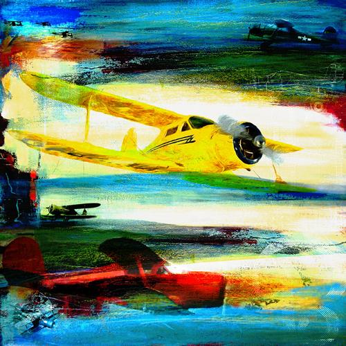 [RX1-13-13174] Martin Young Art Beechcraft Model 17 Staggerwing Print 36X36