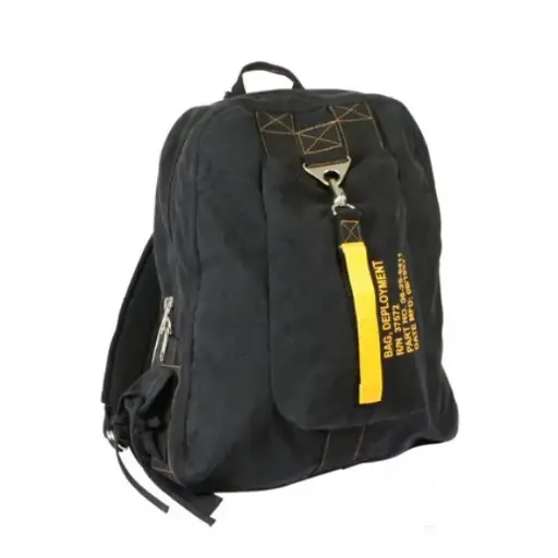 [RX1-14-02092] Black Vintage Canvas Flight Bag