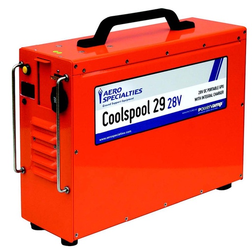 [RX1-11-18630] Powervamp Coolspool 29 Twin Base 13Foot 28V Aircraft Connector + SB350 Us Plug Trolley And Yoke