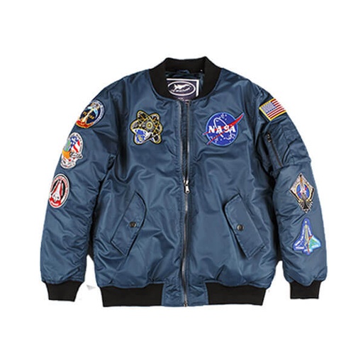 [RX1-13-20732] Space Shuttle Adult Jacket Blue 8 Patch L