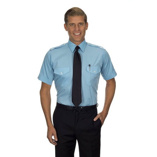 [RX1-14-00318] Aviator Pilot Shirt Men Short Sleeve 16 Blue