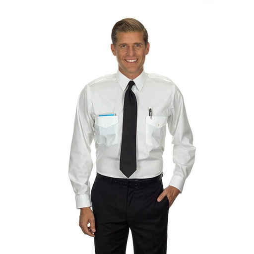 [RX1-14-00937] Commander Pilot Shirt White Men Long Sleeve 20 32/33