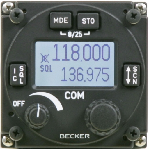 [RX1-11-20401] Becker Ar 6201 Com Radio 2-1/4 With 25 And 8.33 Spacing 10 Watt
