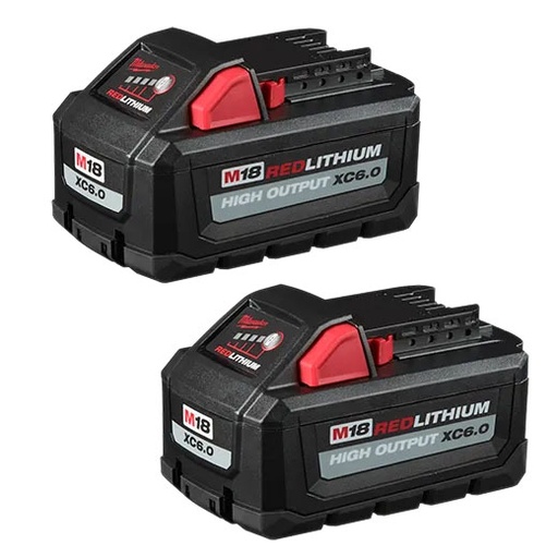 [RX1-12-06365] Milwaukee M18 Redlithium High Output XC6.0 Battery Pack (2 Pk)