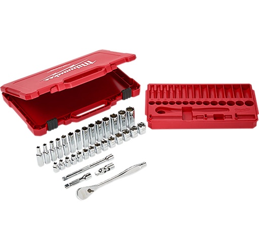 [RX1-12-06388] Milwaukee 3/8 Drive 32Pc Ratchet & Socket Set - Metric