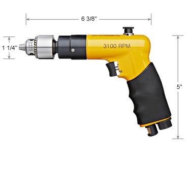 [RX1-12-06496] Compact Pistol Grip Reversible Drill 3100 Rpm with 1/4 Chuck Key