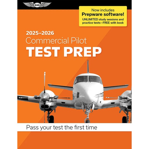 [RX1-13-01298-25] ASA Test Prep 2025-2026: Commercial Pilot Test Prep With Prepware Software (Softcover)