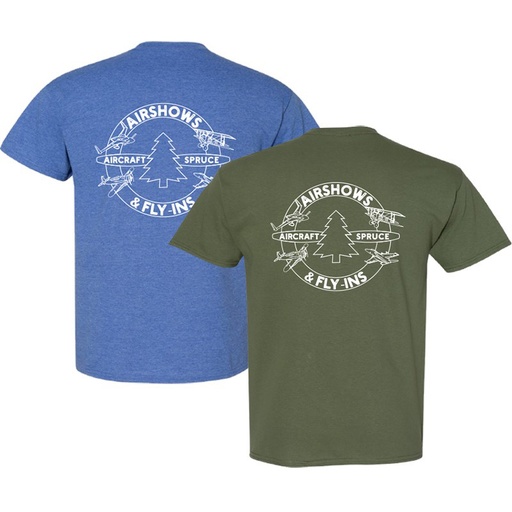 [RX1-13-24582] Aircraft Spruce Airshow & Fly Ins T-Shirt - Military Green - Medium