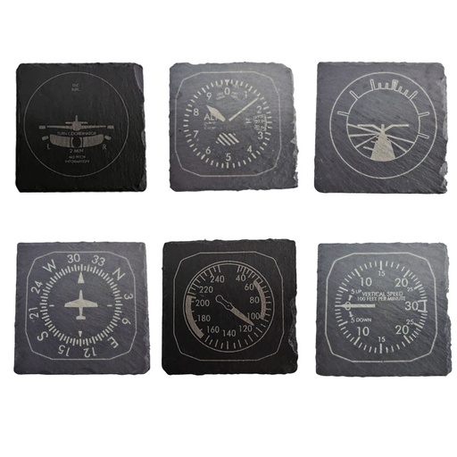 [RX1-13-24679] Aviation Instrument Slate Coaster (Set Of 6)