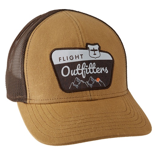 [RX1-13-24680] Flight Outfitters Pilots Peak Mesh Back Hat - Brown Waxed Fabric