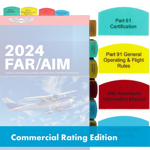 [RX1-13-25157] Tabs For FAR/AIM For Commercial Rating - 49 Tabs - 5 Colors