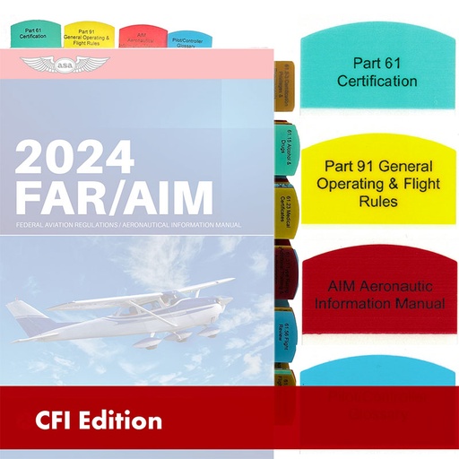 [RX1-13-25159] Tabs For FAR/AIM For Certified Flight Instructor - CFI - 75 Tabs - 5 Colors