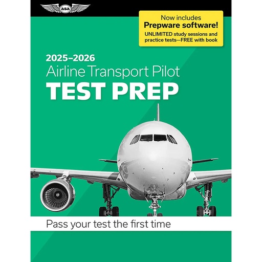 [RX1-13-25711-25] ASA Test Prep 2025-2026: Airline Transport Pilot with Prepware Software (Softcover)