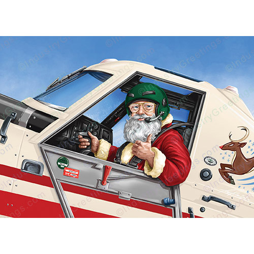 [RX1-13-25726] 10 Pack Holiday Card - Santa Clause Agricultural Aviation