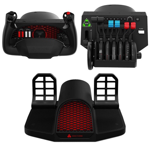 [RX1-13-25786] Honeycomb Alpha Yoke / Bravo Throttle / Charlie Rudder Pedals Flight Simulator Bundle
