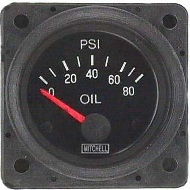 [RX1-99-02130] Mitchell Oil Pressure Gauge 0-80 - Repaired / Recertified