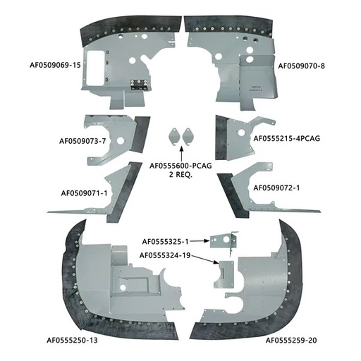 [RX1-05-29014] McFarlane C172RS-PCBK Engine Baffle Kit Powder Coat
