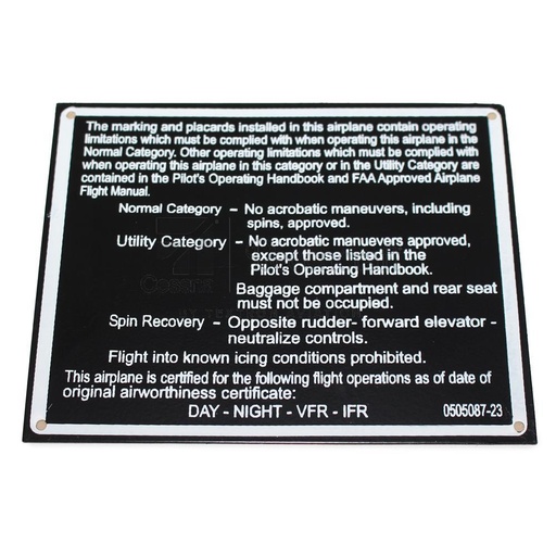 [RX5-0505087-23] PLACARD-OPER LIMIT