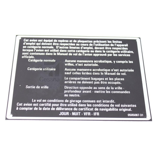 [RX5-0505087-31] PLACARD LIMITS FRENCH