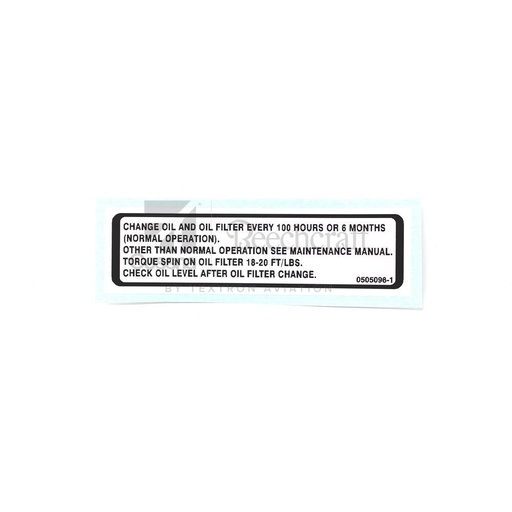 [RX5-0505096-1] PLACARD OIL FILTER