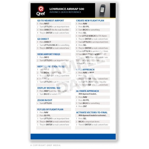 [RX1-13-15677] Lowrance Airmap 500 QREF Card