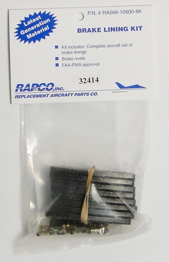 [RX1-06-00650] Rapco Brake Lining 8 Pack Kit RA66-105