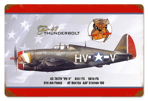 [RX1-13-08471] P-47 Dog Face Metal Sign 18X12