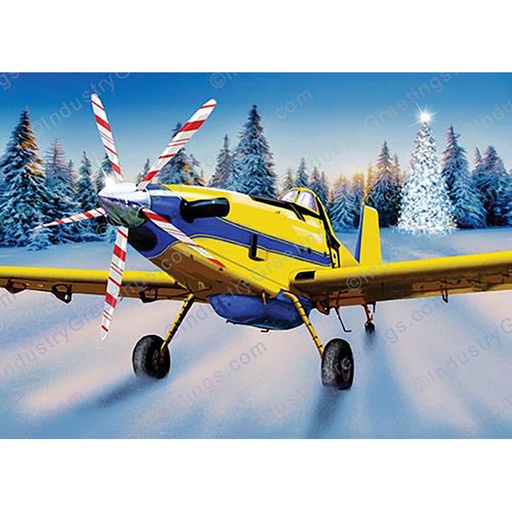 [RX1-13-24290] Holiday Card Yellow Air Tractor (10Pk)