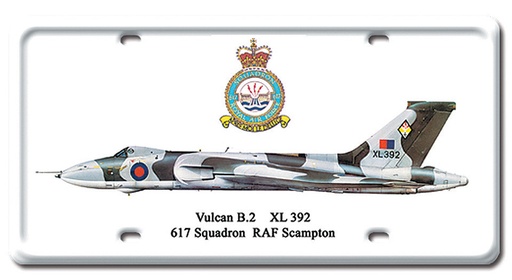 [RX1-13-08198] Vulcan B-2 Metal License Plate 12X6