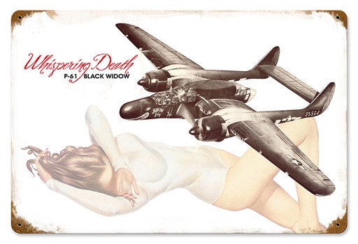 [RX1-13-08484] Black Widow Metal Sign 18X12