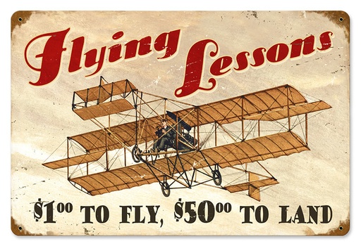 [RX1-13-08514] Flying Lessons Metal Sign 18X12